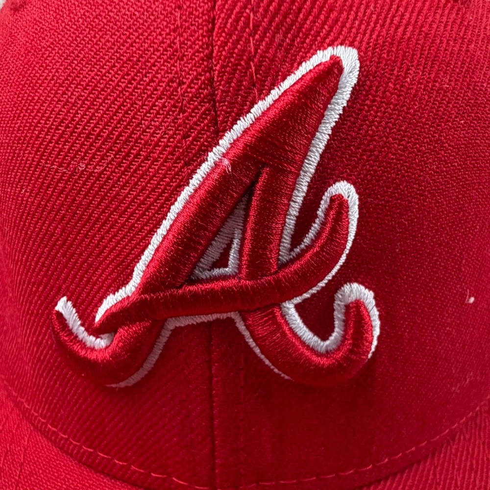 New Era Atlanta Braves Snapback Hat Red Wool MLB Baseball Cap Green Underbrim - Picture 2 of 8